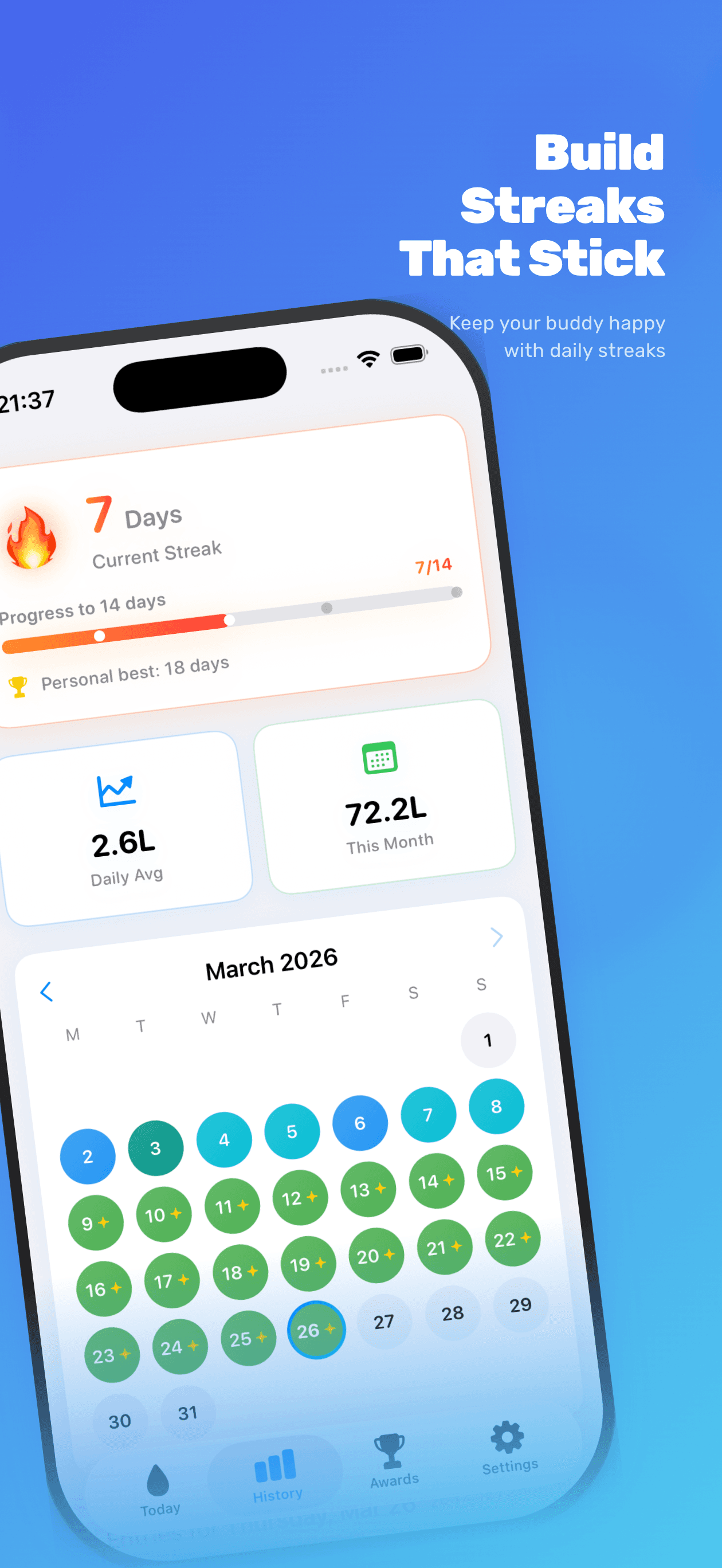 Build Streaks That Stick — Streak tracking with calendar heatmap
