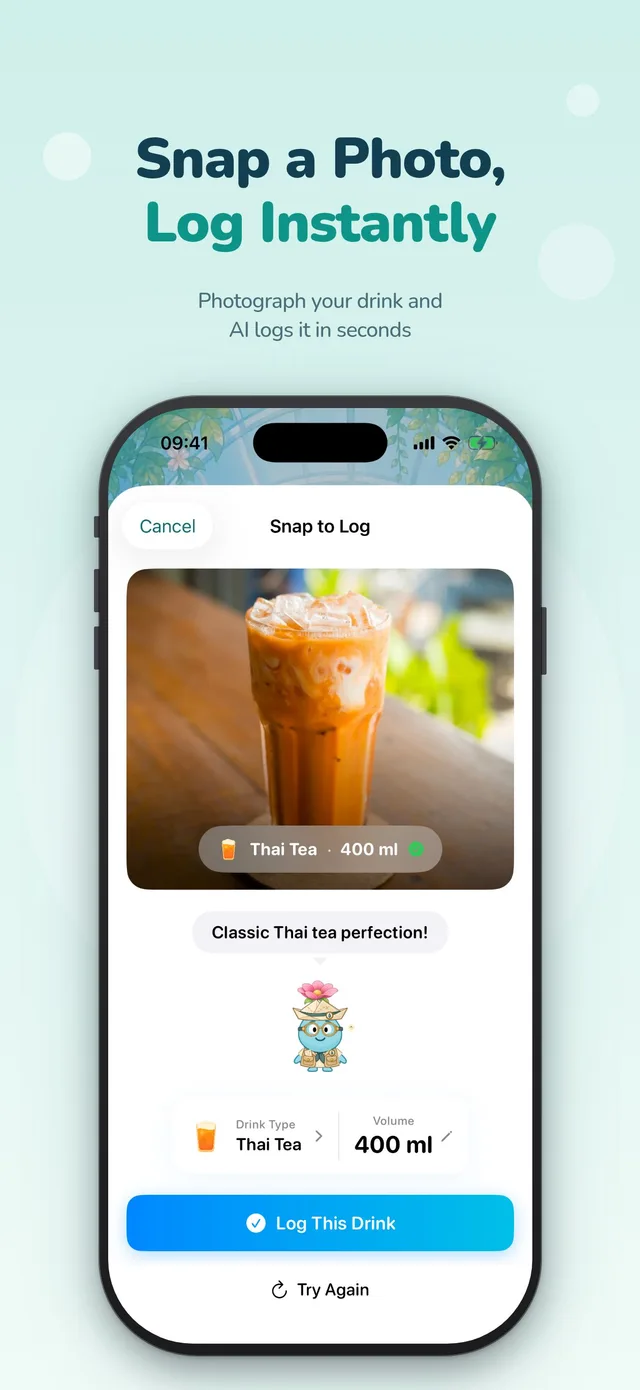 Snap a Photo, Log Instantly: AI camera recognizes a Thai iced tea and its volume