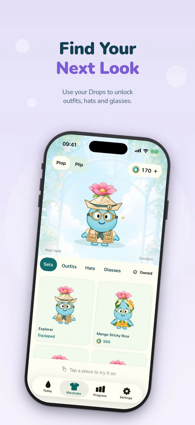 Find Your Next Look: the Wardrobe with sets, outfits, hats and glasses unlocked with Drops
